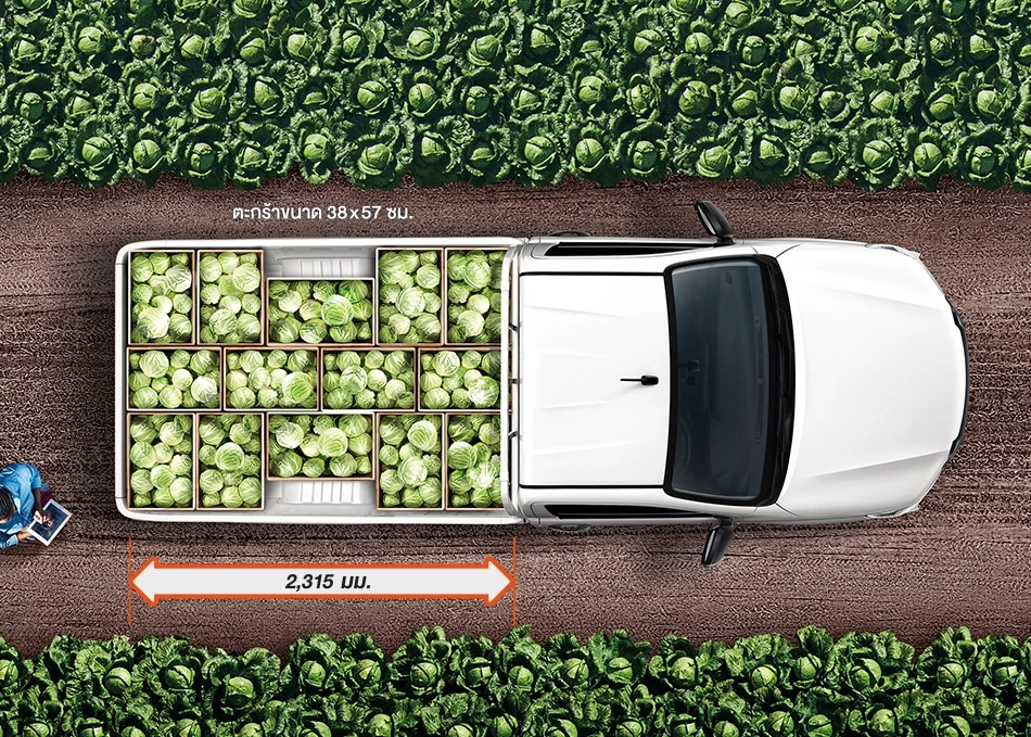 Hilux Revo Standard Cab: พื้นที่ใช้สอยสุดคุ้มค่า
บรรทุกตะกร้าขนาดมาตรฐาน ได้ถึง 14 ใบ