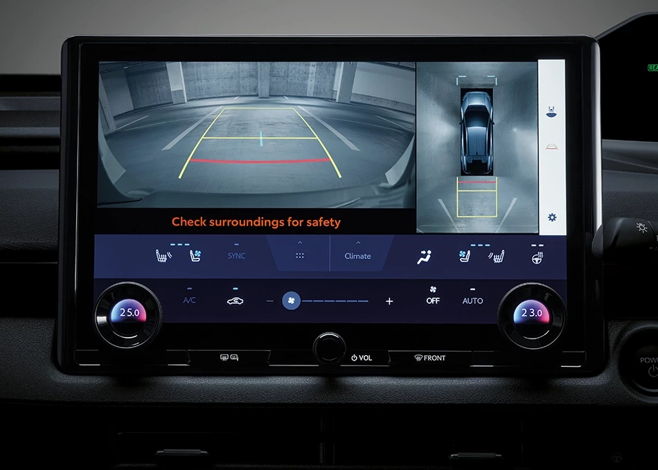 bZ4X: Parking Assistance Features:
Panoramic View Monitor (PVM), Intelligent Parking Assist (IPA), Rear Cross Traffic Alert (RCTA), Parking Support Brake (PKSB), Safe Exit Assist (SEA), Front Parking Sensors (4 points), Rear Parking Sensors (4 points)