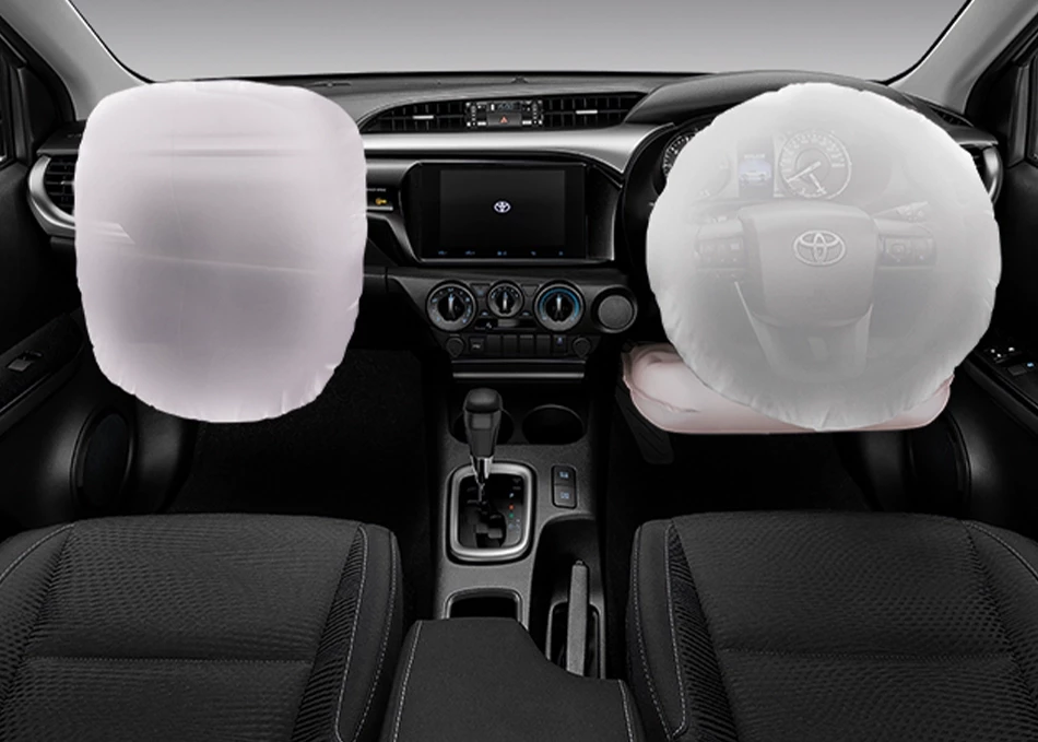 Hilux Revo Z Edition: ถุงลมเสริมความปลอดภัย 3 ตำแหน่ง
ด้านหน้า 2 ตำแหน่ง / เข่าคนขับ 1 ตำแหน่ง