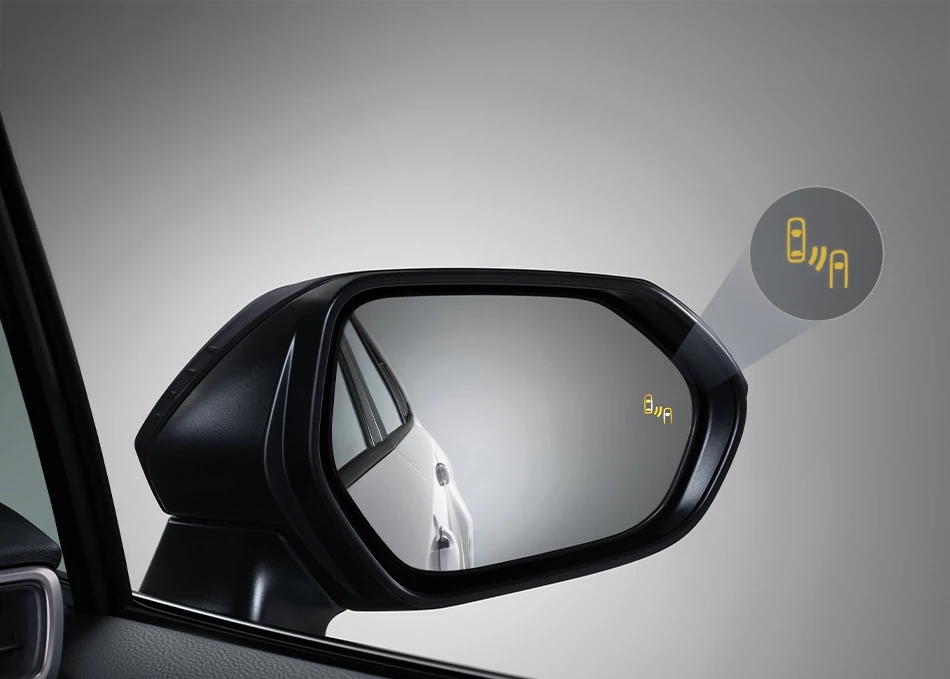 Corolla Altis: ระบบช่วยเตือนมุมอับสายตาที่กระจกมองข้าง BSM (Blind Spot Monitor)