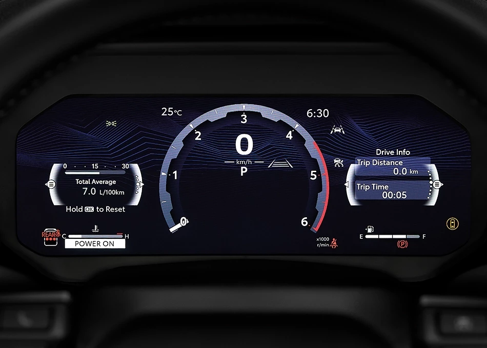 Hilux Travo Overland: 12.3-inch digital driving information display — modern and sharp.