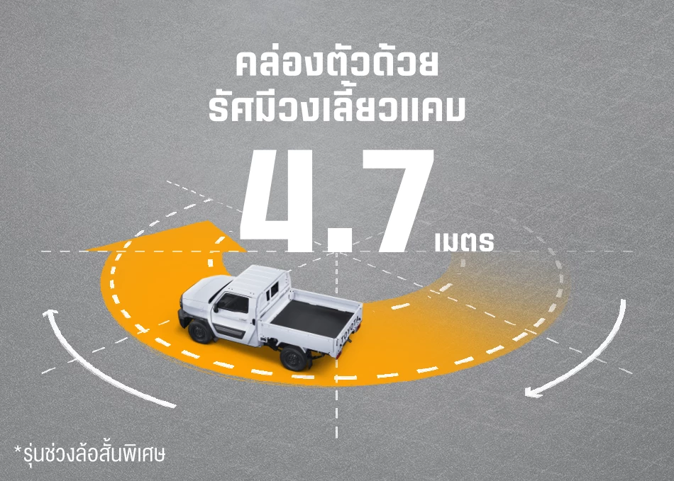 Hilux Champ: Minimum turning radius: 4.7 meters.