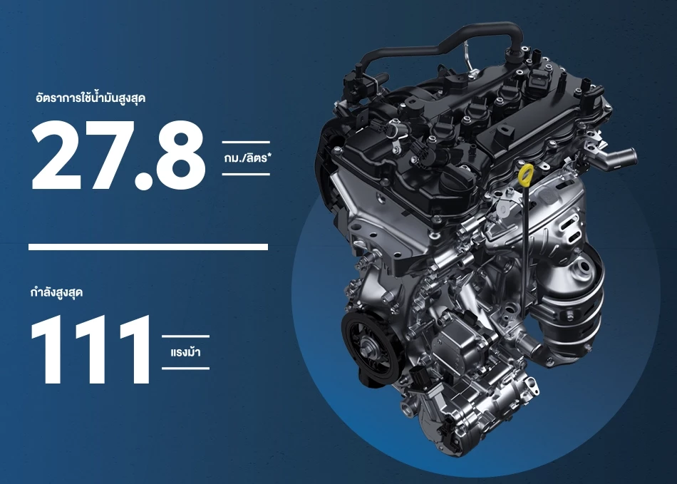 Yaris ATIV GR Sport: เครื่องยนต์ขนาด 1.5 ลิตร 4 สูบแถวเรียง DOHC 16 วาล์ว แบบ Dual VVT-i