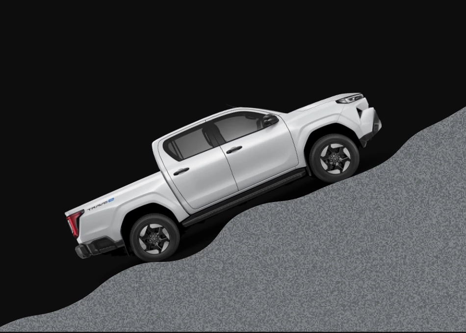Hilux Travo-e: Hill-start Assist Control (HAC) ระบบช่วยออกตัวบนทางลาดชัน HAC ช่วยหน่วงการจับเบรกไว้ หลังจากถอนเท้าออกจากเบรกเพื่อไม่ให้รถไหลลงขณะออกตัวบนทางลาดชัน