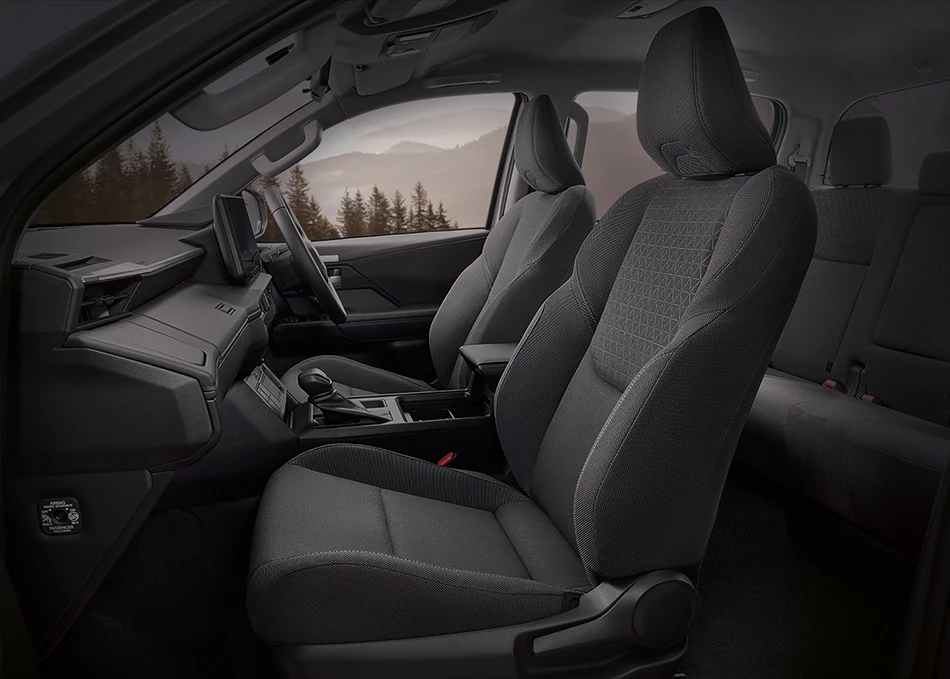Hilux Travo Prerunner & 4TREX: Ergonomically designed seats with Caretex fabric, comfortable, easy to clean, and made from recycled materials