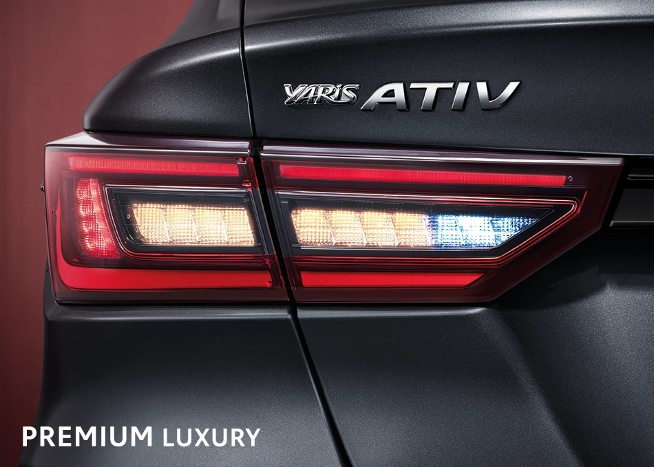 Yaris ATIV: ไฟท้ายแบบ LED Light Guiding พร้อนไฟเลี้ยว LED แบบ Sequential